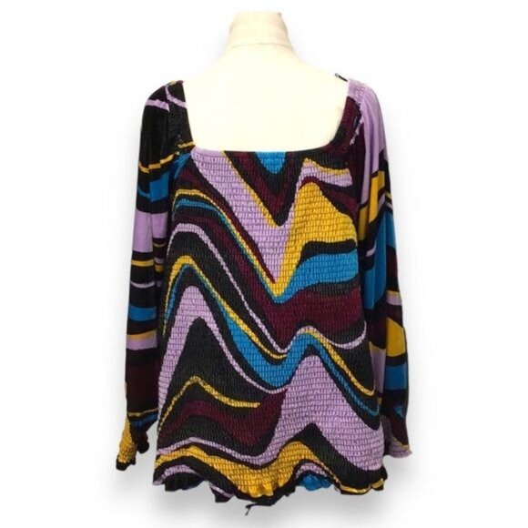 Terra & Sky Women’s Plus Size Velvet Smock Top, Multicolor, size 3X - Picture 7 of 11